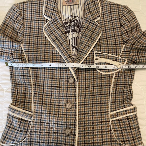 Vintage Juicy Couture 100% Wool Plaid Blazer Jacket - Picture 9 of 11